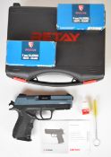 Retay XTreme 9mm blank firing pistol with named and textured grips and multi-shot magazine, serial