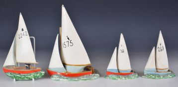 Beswick yacht models comprising two 1610, one 1634 and a rare wall plaque 1632, tallest 22cm