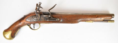 Flintlock belt pistol with lock stamped 'Tower' and with crown over 'GR' cypher, line engraved