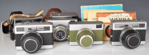 Six Werra 35mm film cameras comprising two MX V, Werra Mat, Werra Matic, V XM and Werra 3