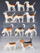Ten Beswick first and second version hounds and a beagle, tallest 7cm