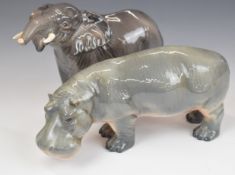 Beswick hippopotamus and elephant figures, tallest 11cm