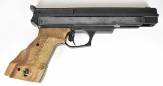 Gamo .177 target air pistol with adjustable wooden grip, trigger and sights, serial number 0521501.