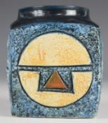 Troika pottery cube vase with Troika Cornwall and SL monogram to base