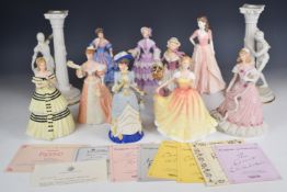 Seven Wedgwood figurines including limited edition examples Golden Rose, Coronation Ball and