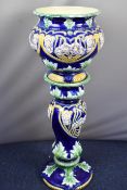 19thC majolica jardinière on stand, height 96cm
