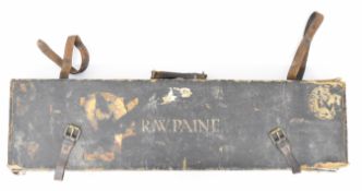 Leather bound shotgun case with fitted interior and 'Charles Lancaster Gun Manufacturer 151 New Bond