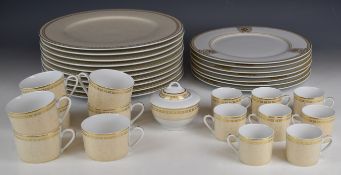 Christian Dior ten large dinner plates, diameter 31.5cm, tea and coffee ware decorated in the Poudre