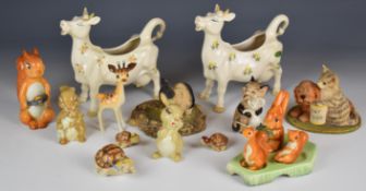Collection of Beswick novelty animals including squirrels, tortoise family, baby giraffe etc
