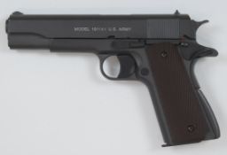 Cybergun 1911 A1 US Army .177 CO2 air pistol with chequered faux wooden grips, multi-shot magazine