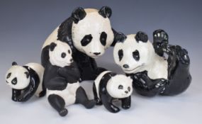 Beswick panda figures including seated figure in matt colourway, tallest 12cm