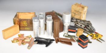 Inert clam mine with MG 42 link ammunition, ground stakes for flares and mines and two 18 pounder