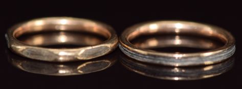 Two 9ct gold rings set with elephant hair, 1g, sizes I & H