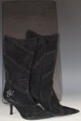 Giuseppe Zanotti pair of ladies knee high boots in black suede, size 37½, in original box