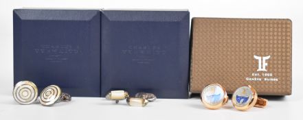 A pair of Genève Swiss cufflinks which when rotated show a sun then a moon, and two pairs of