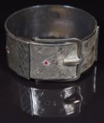 Hallmarked silver bangle with a brushed finish and star decoration, Birmingham 1962, 70g