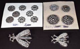 Victorian cut steel brooch in the form of a butterfly, Victorian cut steel top from hat pin in the