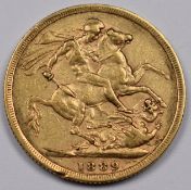 1889 Queen Victoria gold full sovereign