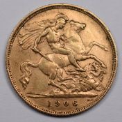 1906 Edward VII gold half sovereign