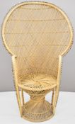 Vintage wicker peacock chair, overall height 135cm