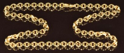 An 18k gold chain / necklace made up of oval links, 45.7g, 44cm