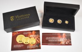 2020 Elizabeth II three coin set of gold proof sovereigns comprising quarter, half and full gold