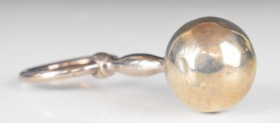 Tiffany & Co. silver baby's rattle with loop handle, marked Tiffany & Co. 925 to middle section,