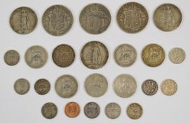 A quantity of Edward VII silver coinage to include half crowns 1907, 1909, 1910, florins 1908 and