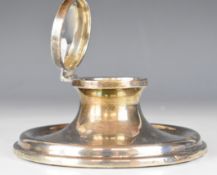 George V hallmarked silver capstan inkwell, Birmingham 1915, maker William Aitken, diameter 15cm