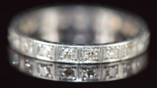 Art Deco platinum eternity ring set with diamonds, 3.5g, size N