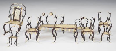 19th century carved bone possibly prisoner of war suite of doll's house furniture with pierced