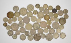 Approximately 229g of pre 1947 Victorian and later English silver coinage, together with