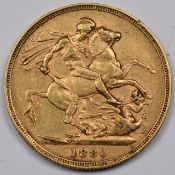 1880 Queen Victoria gold full sovereign