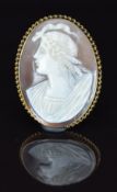 A 9ct gold brooch set with a cameo, 8.2g, 3.5 x 4.7cm