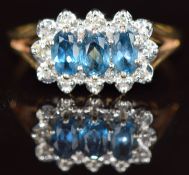 A 9ct gold ring set with quartz and white sapphires, 2.5g, size P