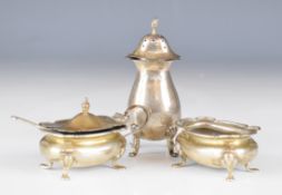 Walker & Hall hallmarked silver salt and mustard, Sheffield 1907/8, together with a hallmarked