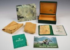 Rolex Oyster Perpetual Datejust ref. 16030 box and paperwork comprising the box, cushion, guarantee,