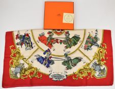 Hermès Chevalerie silk scarf, 90 x 90cm, in Hermès box
