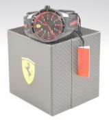 Scuderia Ferrari gentleman's wristwatch with red hands and hour markers, black dial, bezel and