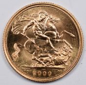 2000 Elizabeth II gold full sovereign, in original box