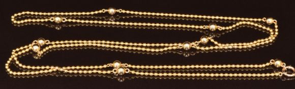 Edwardian 15ct gold necklace made up of spherical links, 16.5g, 102cm