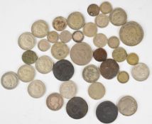 Georgian and later British coinage including approximately 110g of pre 1947 silver coinage, Roman or