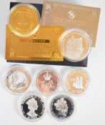 Five various silver crown sized commemorative coins to include 2021 1oz Britannia, 2015 £5,
