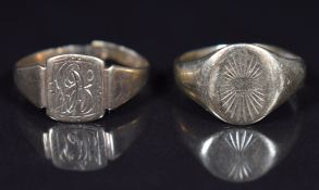 Two 9ct gold signet rings (bands cut), 4.2g