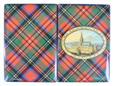 Prince Charles tartan ware book covers decorated with a scene of Glasgow Cathedral 9.5 x 6.5cm