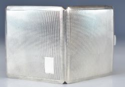 Mappin & Webb Art Deco hallmarked silver cigarette case with engine turned decoration and gilt