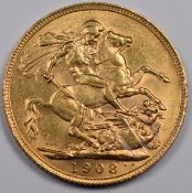 1908 Edward VII gold full sovereign
