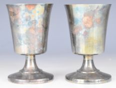 Elizabeth II pair of hallmarked silver trumpet shaped goblets, Sheffield 1982, maker Parkin