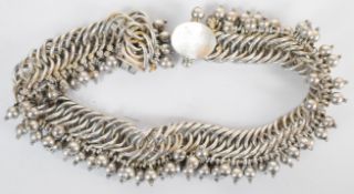 A large white metal necklace with sphere decoration, 300g, 42cm