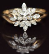 A 9ct gold ring set with diamonds, 1.9g, size M